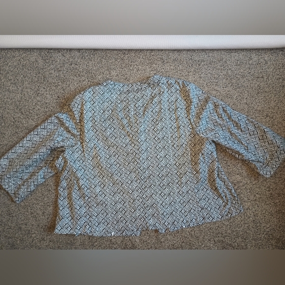 Talbots 20W Swing Jacket Single Button Cropped Stamp Pattern Olive Brown Canvas - Picture 4 of 14